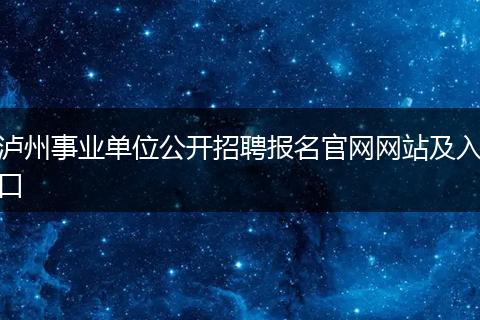 泸州事业单位公开招聘报名官网网站及入口