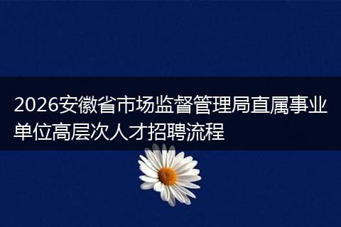 2026安徽省市场监督管理局直属事业单位高层次人才招聘流程
