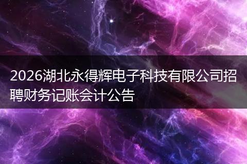 2026湖北永得辉电子科技有限公司招聘财务记账会计公告