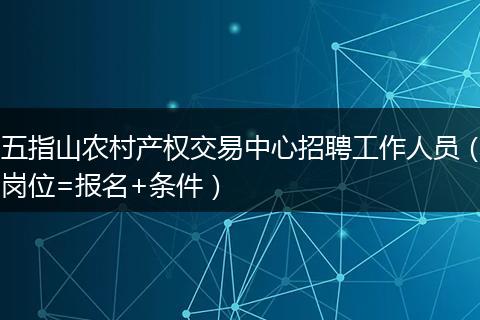 五指山农村产权交易中心招聘工作人员（岗位=报名+条件）