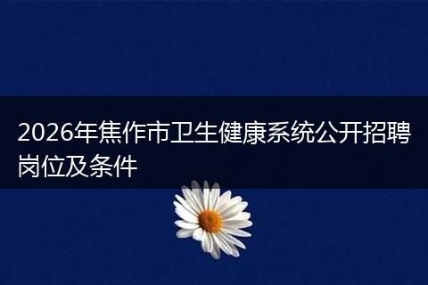2026年焦作市卫生健康系统公开招聘岗位及条件