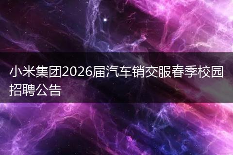 小米集团2026届汽车销交服春季校园招聘公告