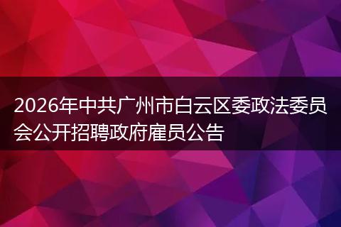 2026年中共广州市白云区委政法委员会公开招聘政府雇员公告