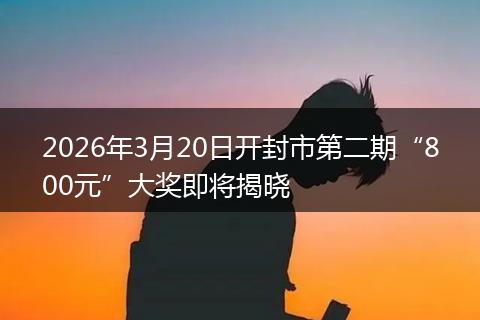 2026年3月20日开封市第二期“800元”大奖即将揭晓