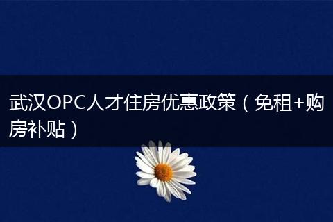 武汉OPC人才住房优惠政策（免租+购房补贴）