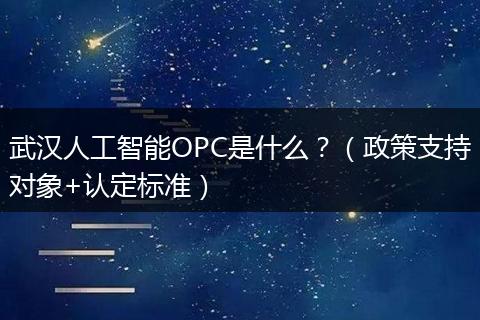武汉人工智能OPC是什么？（政策支持对象+认定标准）