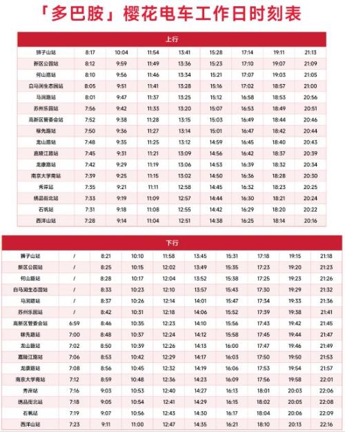 2026苏州有轨电车樱花专属主题电车时刻表
