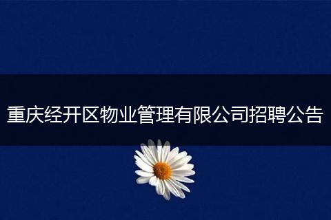 重庆经开区物业管理有限公司招聘公告
