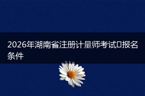 2026年湖南省注册计量师考试​报名条件