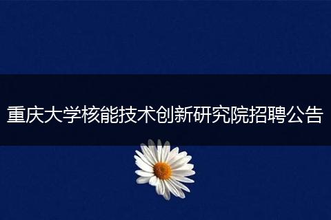 重庆大学核能技术创新研究院招聘公告