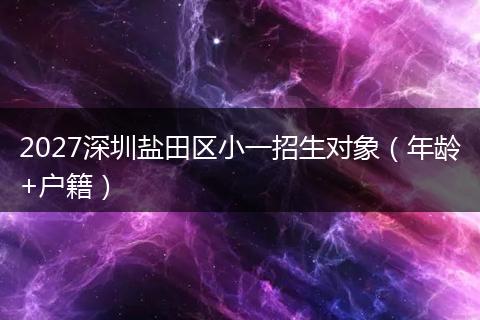 2027深圳盐田区小一招生对象（年龄+户籍）