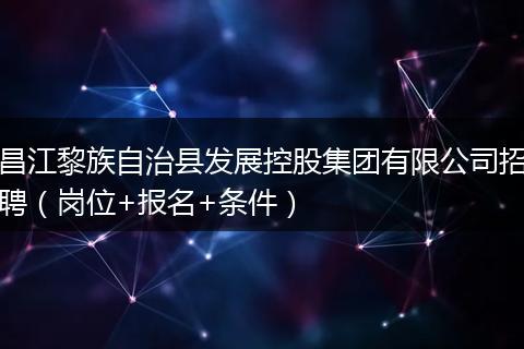昌江黎族自治县发展控股集团有限公司招聘（岗位+报名+条件）