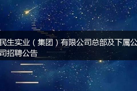 民生实业（集团）有限公司总部及下属公司招聘公告