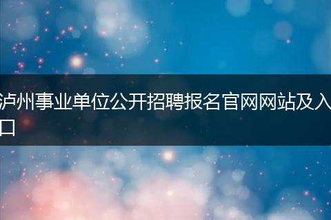 泸州事业单位公开招聘报名官网网站及入口