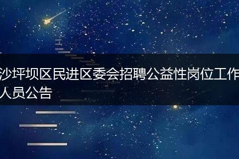 沙坪坝区民进区委会招聘公益性岗位工作人员公告