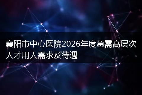 襄阳市中心医院2026年度急需高层次人才用人需求及待遇