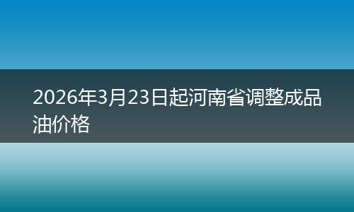 2026年3月23日起河南省调整成品油价格