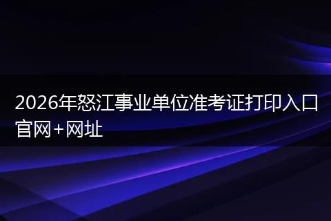 2026年怒江事业单位准考证打印入口官网+网址