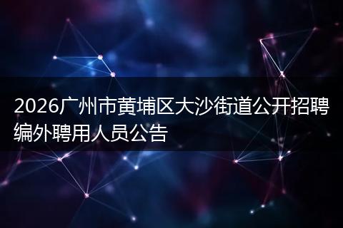 2026广州市黄埔区大沙街道公开招聘编外聘用人员公告