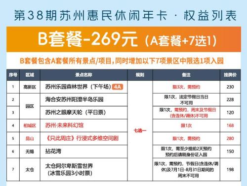 2026苏州惠民休闲年卡多少钱一张？