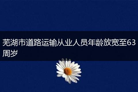 芜湖市道路运输从业人员年龄放宽至63周岁