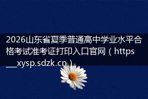 2026山东省夏季普通高中学业水平合格考试准考证打印入口官网（https___xysp.sdzk.cn）