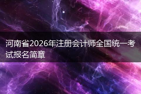 河南省2026年注册会计师全国统一考试报名简章
