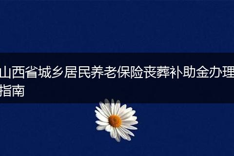 山西省城乡居民养老保险丧葬补助金办理指南