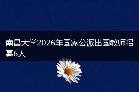 南昌大学2026年国家公派出国教师招募6人