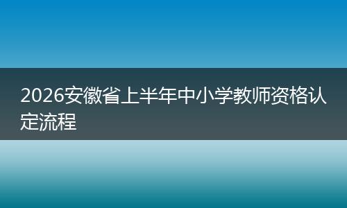 2026安徽省上半年中小学教师资格认定流程