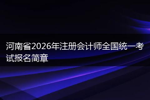 河南省2026年注册会计师全国统一考试报名简章
