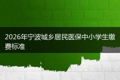 2026年宁波城乡居民医保中小学生缴费标准