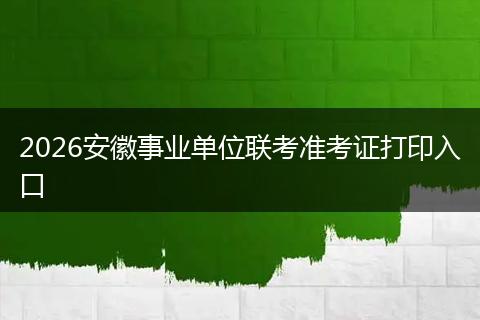 2026安徽事业单位联考准考证打印入口