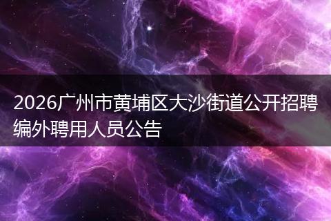 2026广州市黄埔区大沙街道公开招聘编外聘用人员公告
