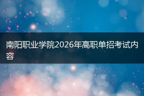 南阳职业学院2026年高职单招考试内容