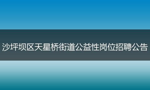 沙坪坝区天星桥街道公益性岗位招聘公告
