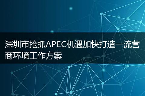 深圳市抢抓APEC机遇加快打造一流营商环境工作方案