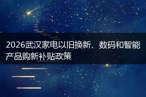 2026武汉家电以旧换新、数码和智能产品购新补贴政策