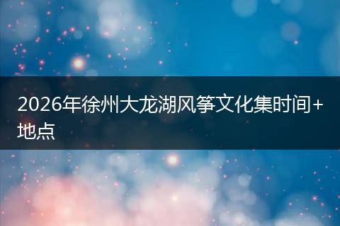2026年徐州大龙湖风筝文化集时间+地点