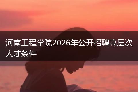 河南工程学院2026年公开招聘高层次人才条件
