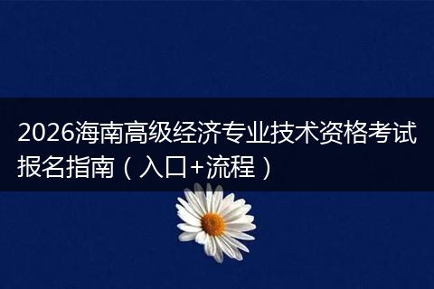 2026海南高级经济专业技术资格考试报名指南（入口+流程）