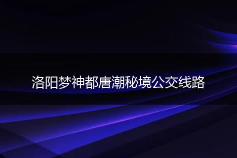 洛阳梦神都唐潮秘境公交线路