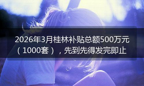 2026年3月桂林补贴总额500万元（1000套），先到先得发完即止