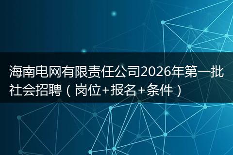 海南电网有限责任公司2026年第一批社会招聘（岗位+报名+条件）