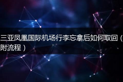 三亚凤凰国际机场行李忘拿后如何取回（附流程）