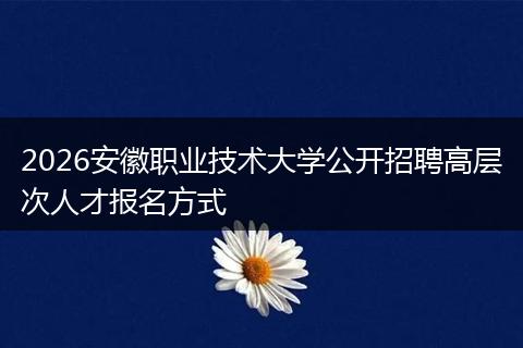 2026安徽职业技术大学公开招聘高层次人才报名方式