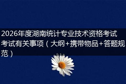 2026年度湖南统计专业技术资格考试考试有关事项（大纲+携带物品+答题规范）