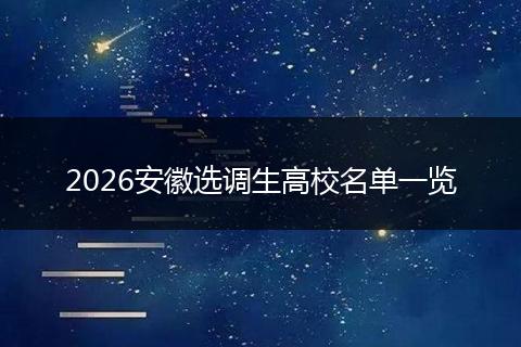 2026安徽选调生高校名单一览