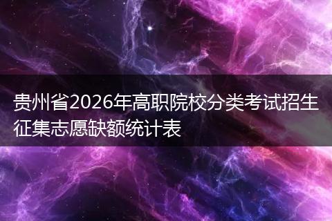 贵州省2026年高职院校分类考试招生征集志愿缺额统计表