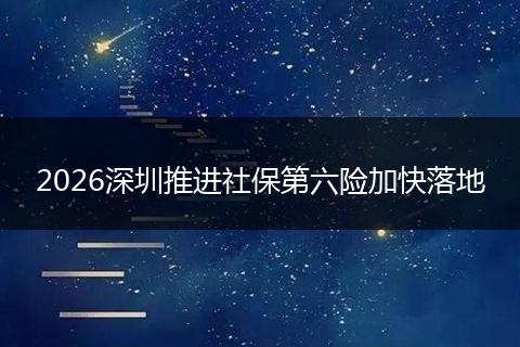 2026深圳推进社保第六险加快落地